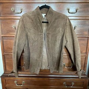 Five Diamond Suede Leather Jacket in Brown